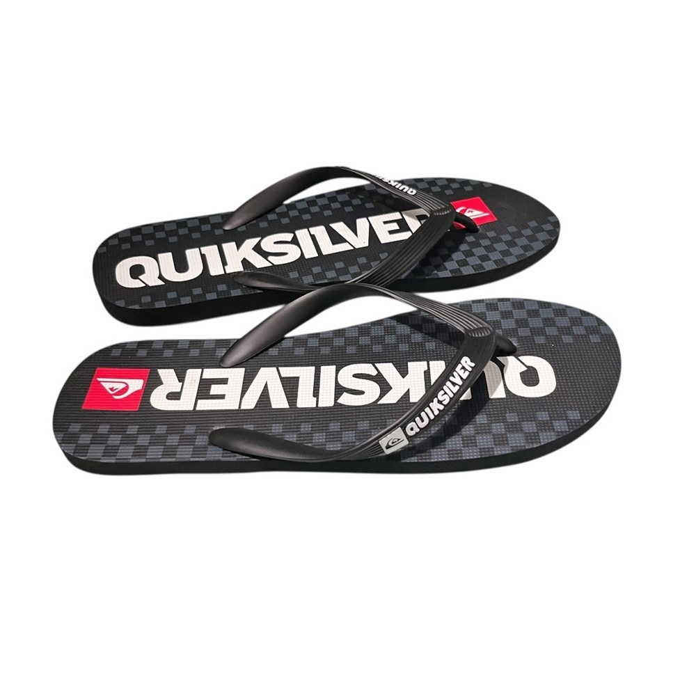 Quicksilver Men’s Java Blaze Check Flip Flops Size 12 Black - Picture 2 of 5